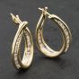 Second Hand 9ct Yellow Gold 22mm 0.50ct Diamond Set Hoop Earrings 41174042
