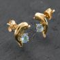 Second Hand 9ct Yellow Gold 10.7mm Blue Topaz Dolphin Stud Earrings 41174043