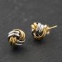 Second Hand Two Colour Gold Double Strand Knot Stud Earrings 41174144