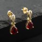 Second Hand 9ct Yellow Gold Diamond & Sythetic Ruby Teardrop Dropper Earrings 41174186