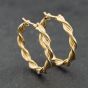 Second Hand 9ct Yellow Gold Twist Hoop Earrings 41174190
