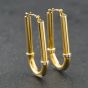 Second Hand 9ct Two Colour Gold Oval Tube Creole Earrings 41174194