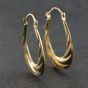 Second Hand Yellow Gold Oval Embossed Creole Earrings 41174206