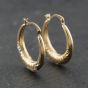 Second Hand Yellow Gold Mum Patterned Creole Earrings 41174216