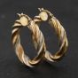Second Hand 9ct Three Colour Gold 30mm Twist Hoop Earrings 41174230