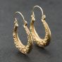 Second Hand Yellow Gold 27mm Foliate And Beaded Edge Pattern Hoop Earrings 41174244