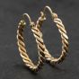 Second Hand 9ct Three Colour Gold 27mm Twisted Hoop Earrings 41174271