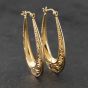 Second Hand 9ct Yellow Gold 35mm Ornate Patterned Creole Earrings 41174279