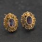 Second Hand 9ct Yellow Gold 12mm Amethyst Oval Stud Earrings 41174284
