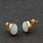 Second Hand 9ct Yellow Gold 8mm Opal Oval Stud Earrings 41174285