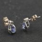 Second Hand 18ct White Gold Tanzanite & Diamond Teardrop 9mm Stud Earrings 41174292