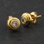 Second Hand 18ct Yellow Gold 3.3mm 0.50ct Brilliant Cut Diamond Rubover Set Single Stone Stud Earrings 41174299