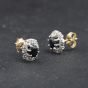 Second Hand Vintage Two Colour Gold Sapphire & Diamond Halo Cluster 10mm Stud Earrings 41174322