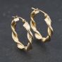 Second Hand 9ct Yellow Gold 22mm Twisted Hoop Earrings 41174325