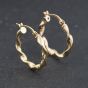 Second Hand 9ct Yellow Gold 22mm Twisted Hoop Earrings 41174326