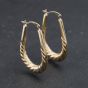 Second Hand 9ct Yellow Gold 28mm Ridge Patterned Creole Earrings 41174328