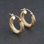 Second Hand 9ct Yellow Gold 17mm Mesh Textured Hoop Earrings 41174331