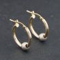 Second Hand 9ct Yellow Gold 17mm Textured Sliding Roller Ball Hoop Earrings 41174333