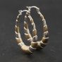 Second Hand 9ct Two Colour Gold Patterned 35mm Creole Earrings 41174358