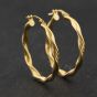Second Hand Yellow Gold Twist 31mm Hoop Earrings 41174360