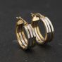 Second Hand 9ct Two Colour Gold Three Row 19mm Hoop Earrings 41174363