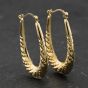 Second Hand Yellow Gold Patterned 31mm Creole Earrings 41174396