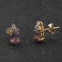 Second Hand Yellow Gold Amethyst & Diamond 9.8mm Stud Earrings 41174404