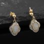 Second Hand Two Colour Gold Opal & 0.08ct Diamond 17mm Dropper Earrings 41174420