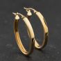 Second Hand Yellow Gold Plain Oval 27mm Hoop Earrings 41174426