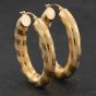 Second Hand 9ct Yellow Gold Patterned Oval 39mm Hoop Earrings 41174465