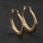 Second Hand Yellow Gold 24mm Patterned Creole Earrings 41174489