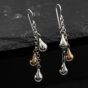 Second Hand 9ct Two Colour Gold 44mm Graduated Tear Drop Dropper Earrings 41174497