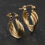 Second Hand Three Colour Gold 17mm Twist Hoop Earrings 41174505