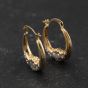 Second Hand Two Colour Gold 17mm Cat & Paw Print Creole Earrings 41174523