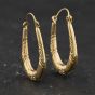 Second Hand Yellow Gold 24mm Oval Patterned Creole Earrings 41174537