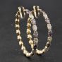Second Hand 9ct Yellow Gold Amethyst & Cubic Zirconia Set 49mm Hoop Earrings 41174600