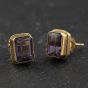 Second Hand 9ct Yellow Gold 9mm Amethyst Stud Earrings 41174610