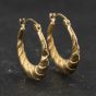Second Hand 9ct Yellow Gold 22mm Patterned Hoop Earrings 41174657