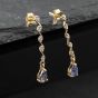 Second Hand Yellow Gold Tanzanite & White Zircons 32mm Dropper Earrings 41174670