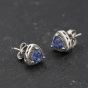 Second Hand 14ct White Gold Tanzanite & 0.18ct Diamond 8mm Stud Earrings 41174677