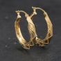 Second Hand Yellow Gold 27mm Patterned Creole Earrings 41174688