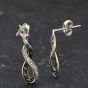 Second Hand 9ct White Gold White Diamond & Black Diamond Crossover 16mm Dropper Earrings 41174691