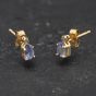 Second Hand Yellow Gold Tanzanite & Diamond Oval 5.5mm Stud Earrings 41174692