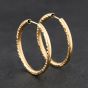 Second Hand 9ct Yellow Gold Diamond Cut Patterned Hoop Earrings 41174730