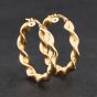 Second Hand 9ct Yellow Gold Twist Hoop Earrings 41174735