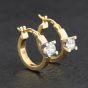 Second Hand Yellow Gold Diamond Single Stone Hoop Earrings 41174737