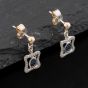 Second Hand 9ct White Gold Sapphire & 0.22ct Brilliant Cut Diamond 16.4mm Dropper Earrings 41174833