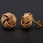 Second Hand 9ct Yellow Gold Patterned and Plain Knot Stud Earrings 4117911