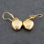 Second Hand Yellow Gold Patterned Heart Dropper Earrings 4117939