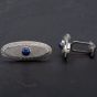 Second Hand 9ct White Gold Long Oval Star Sapphire Set Cufflinks 4119563